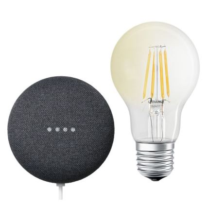Ledvance - Pametni zvočnik Google Nest Mini + LED Zatemnitvena žarnica SMART+ A60 E27/6,5W/230V 2700K