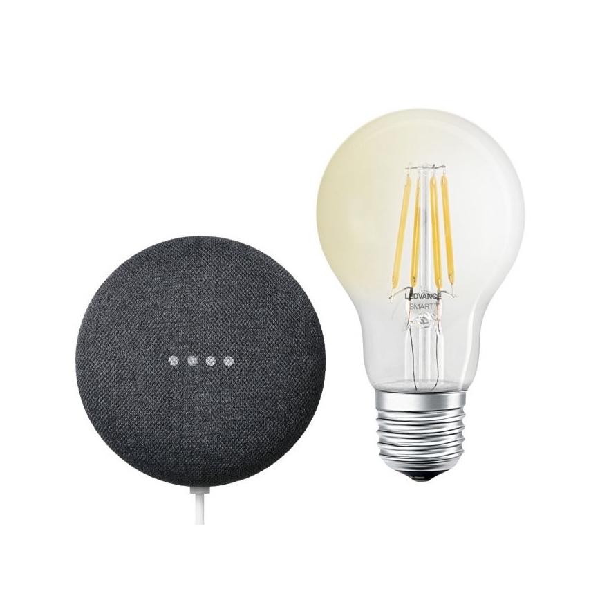 Ledvance - Pametni zvočnik Google Nest Mini + LED Zatemnitvena žarnica SMART+ A60 E27/6,5W/230V 2700K