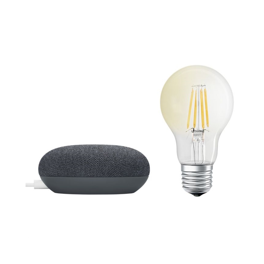 Ledvance - Pametni zvočnik Google Nest Mini + LED Zatemnitvena žarnica SMART+ A60 E27/6,5W/230V 2700K