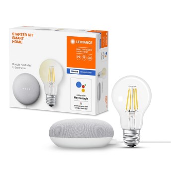 Ledvance - Pametni zvočnik Google Nest Mini Wi-Fi + LED Zatemnitvena žarnica SMART+ E27/6,5W/230V 2700K