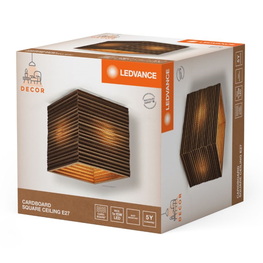 Ledvance - Stropna svetilka DECOR CARDBOARD 1xE27/15W/230V 25x25 cm