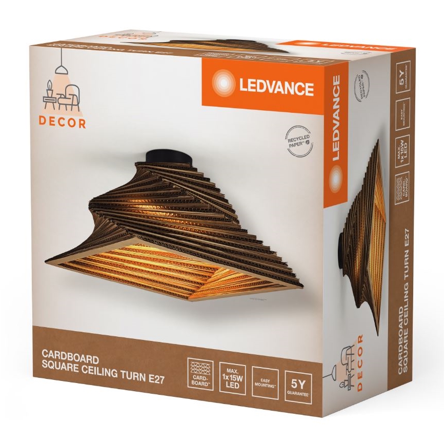 Ledvance - Stropna svetilka DECOR CARDBOARD 1xE27/15W/230V 40x40 cm