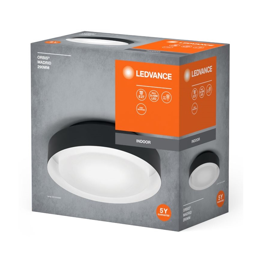 Ledvance - Stropna svetilka ORBIS MADRID 2xE27/10W/230V črna