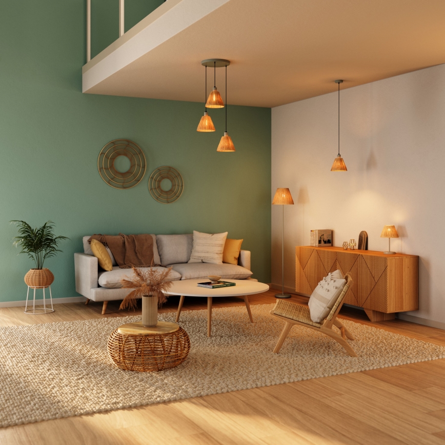 Ledvance - Talna svetilka DECOR RAFFIA 1xE27/15W/230V raffia bast