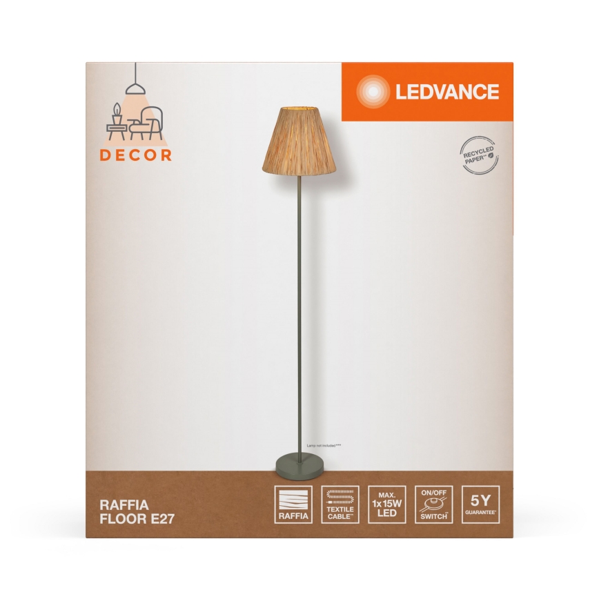 Ledvance - Talna svetilka DECOR RAFFIA 1xE27/15W/230V raffia bast