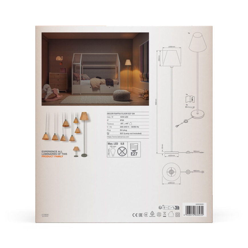 Ledvance - Talna svetilka DECOR RAFFIA 1xE27/15W/230V raffia bast