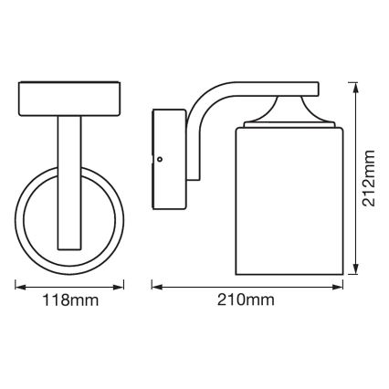Ledvance - Zunanja stenska svetilka CYLINDER 1xE27/60W/230V IP43