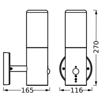 Ledvance - Zunanja stenska svetilka s senzorjem FIGO CYLINDER 1xE27/20W/230V