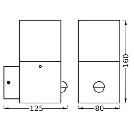 Ledvance - Zunanja stenska svetilka s senzorjem FIGO SQUARE 1xE27/20W/230V