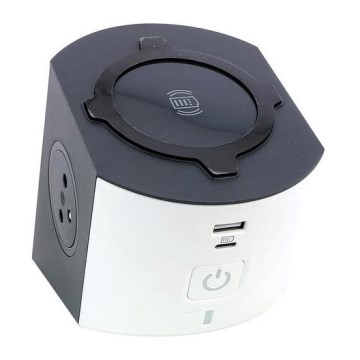 Legrand 049412 - Razdelilna vtičnica s stikalom 2Z Tip E + USB-A + USB-C in brezžično polnjenje 10W 2m bela