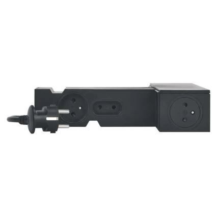 Legrand 049430 - Multimedijski HUB s stikalom 4Z Tip E + 4Z Tip C 2m črna