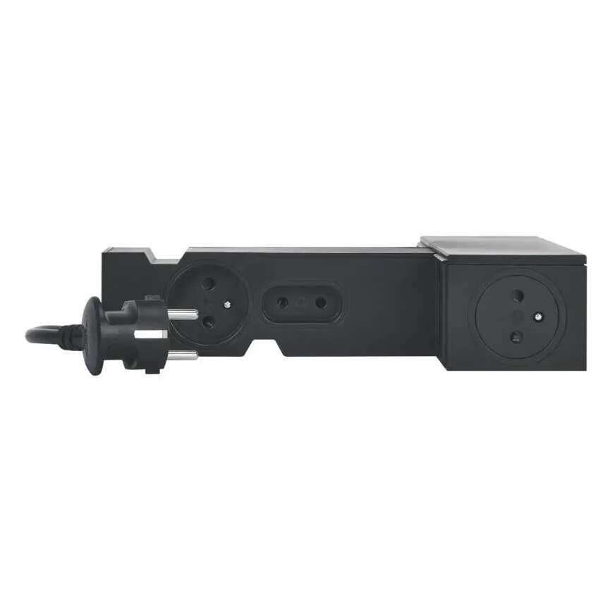 Legrand 049430 - Multimedijski HUB s stikalom 4Z Tip E + 4Z Tip C 2m črna