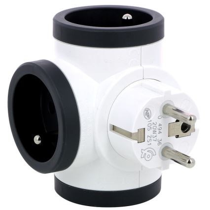 Legrand 049436 - Vtičnica razdelilna vrtljiva 3Z Tip E bela/črna