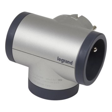 Legrand 049439 - Razdelilna vtičnica vrtljivi 2Z Tip E, F + USB-A + USB-C srebrna/črna