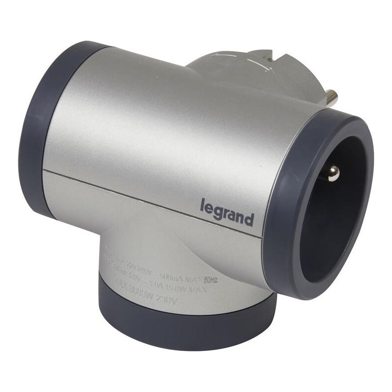 Legrand 049439 - Razdelilna vtičnica vrtljivi 2Z Tip E, F + USB-A + USB-C srebrna/črna