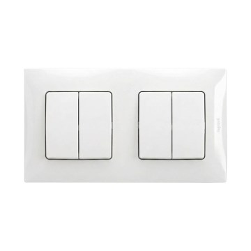 Legrand - 2x dvojno serijsko stikalo č. 5 z okvirjem NILOE, belo