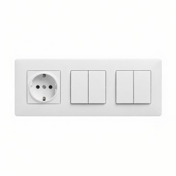 Legrand - 2x dvojno serijsko stikalo št. 5 in hišna vtičnica SCHUKO z okvirjem NILOE STEP 250V bela