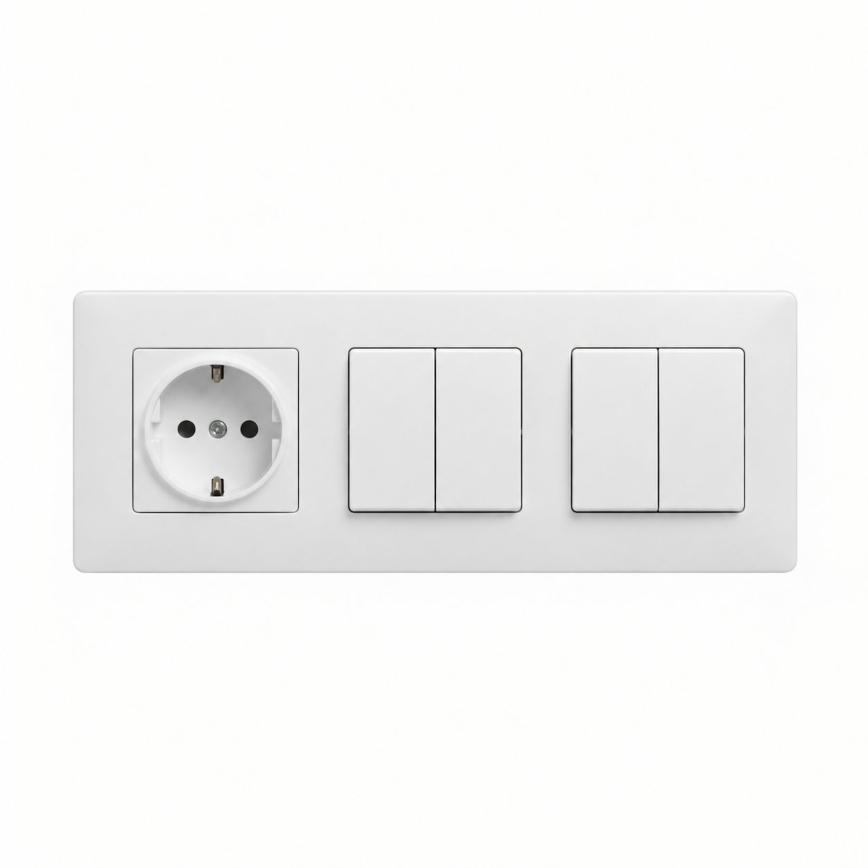 Legrand - 2x dvojno serijsko stikalo št. 5 in hišna vtičnica SCHUKO z okvirjem NILOE STEP 250V bela