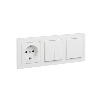 Legrand - 2x Dvojno serijsko stikalo št. 5 in hišna vtičnica SCHUKO z okvirjem SUNO 250V bela