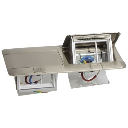 Legrand 54023 - Doza za vtičnice za mizno desko POP-UP 2x4M nerjaveče jeklo