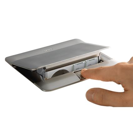 Legrand 54023 - Doza za vtičnice za mizno desko POP-UP 2x4M nerjaveče jeklo