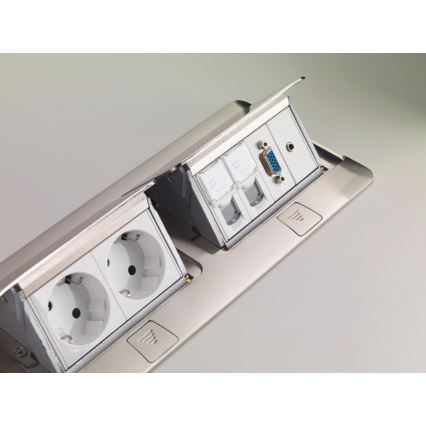 Legrand 54023 - Doza za vtičnice za mizno desko POP-UP 2x4M nerjaveče jeklo
