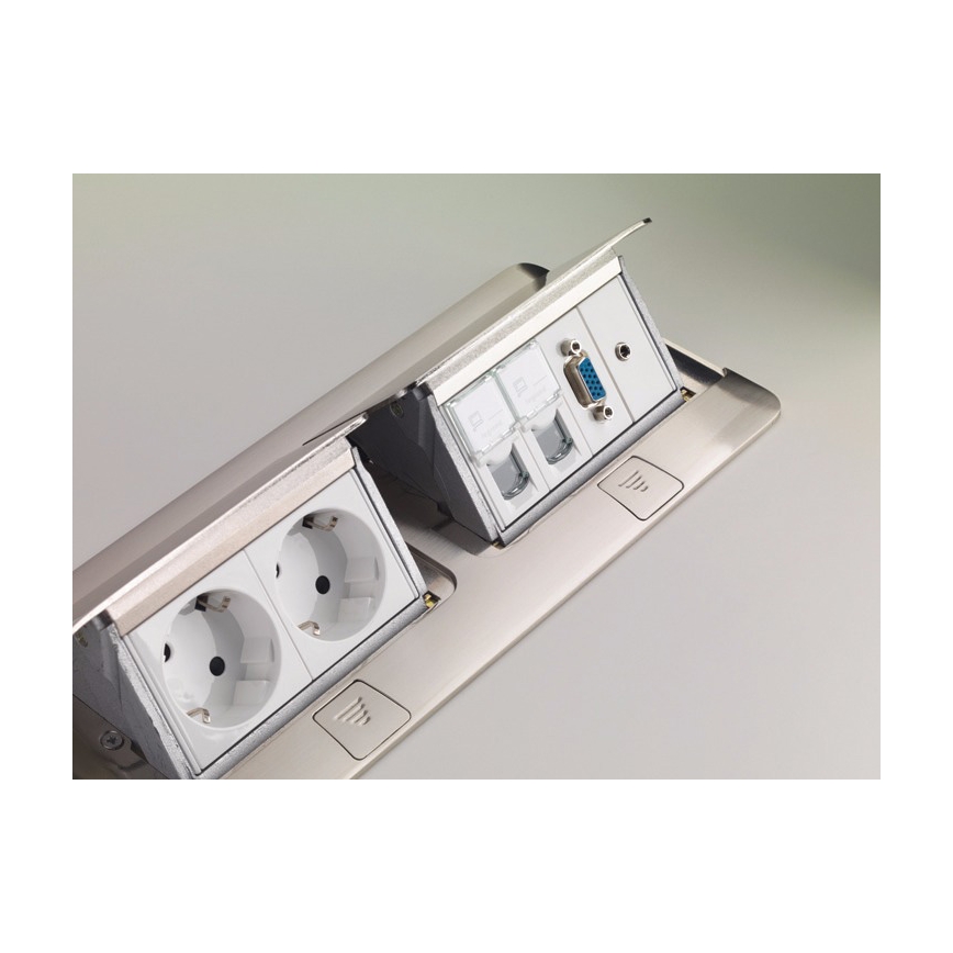 Legrand 54023 - Doza za vtičnice za mizno desko POP-UP 2x4M nerjaveče jeklo