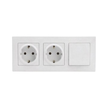 Legrand - Dvojna domača vtičnica SCHUKO in enopolno stikalo št. 1 z okvirjem NILOE STEP 250V bela