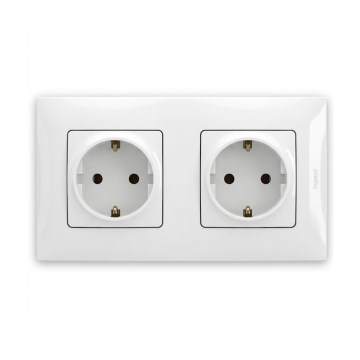 Legrand - Dvojna domača vtičnica SCHUKO z okvirjem NILOE 250V bela