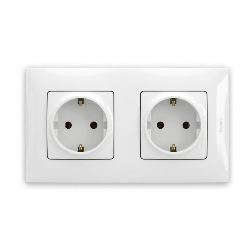 Legrand - Dvojna domača vtičnica SCHUKO z okvirjem NILOE 250V bela