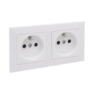 Legrand - Dvojna domača vtičnica z okvirjem SUNO 250V, bela