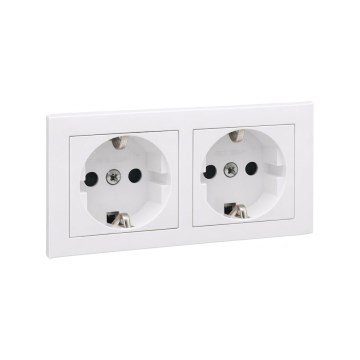 Legrand - Dvojna hišna vtičnica SCHUKO z okvirjem SUNO 250V bela
