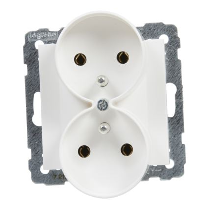 Legrand - dvojna hišna vtičnica SUNO brez okvirja 250V/16A, bela