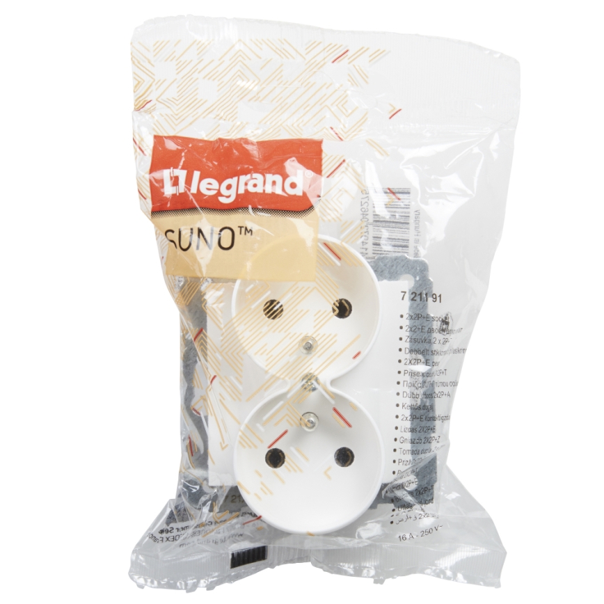 Legrand - dvojna hišna vtičnica SUNO brez okvirja 250V/16A, bela