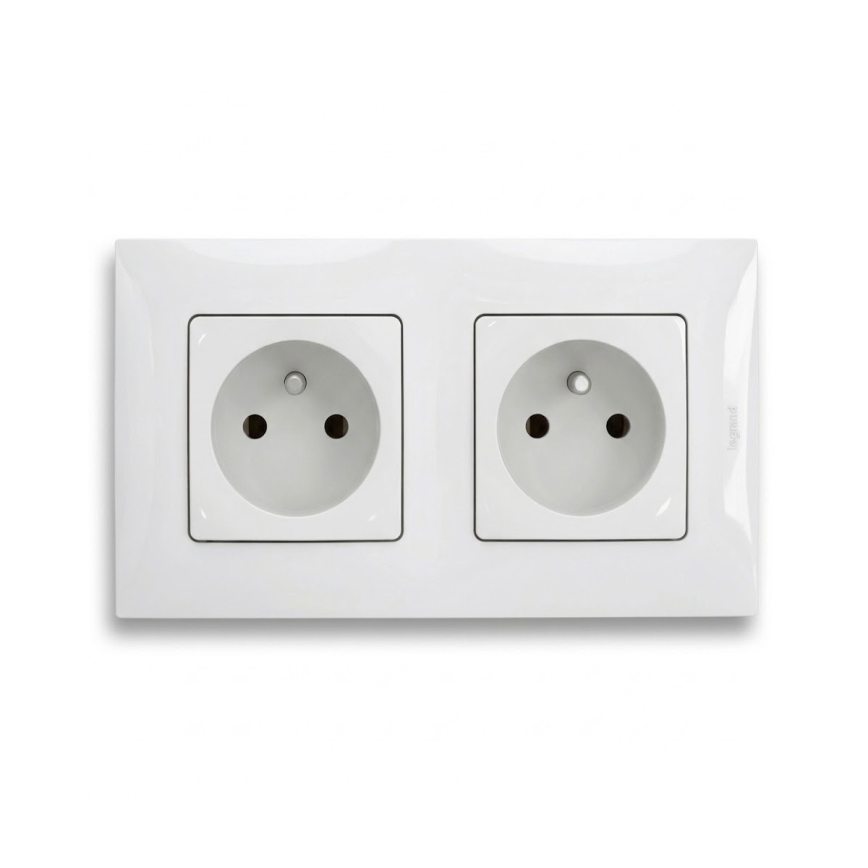Legrand - Dvojna hišna vtičnica z okvirjem NILOE, 250 V, bela