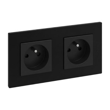 Legrand - Dvojna stenska vtičnica z okvirjem NILOE STEP 250V črna