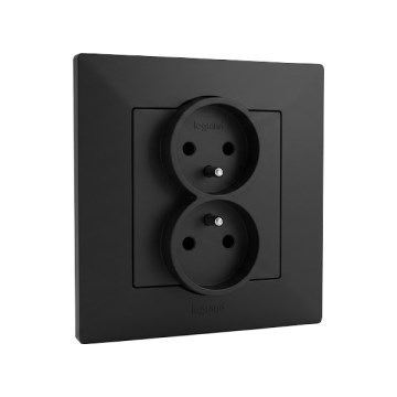 Legrand - Dvojna vtičnica z okvirjem NILOE STEP 250V črna