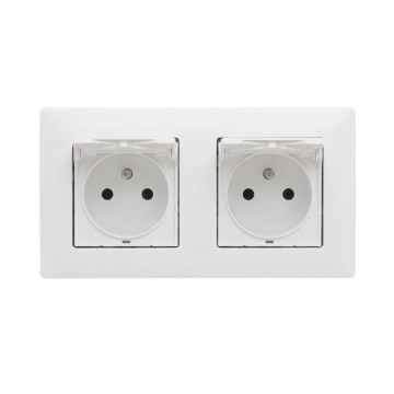 Legrand - Dvojna zunanja hišna vtičnica z okvirjem NILOE STEP 250 V IP44 bela