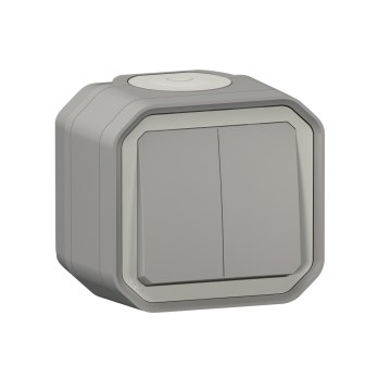 Legrand - Dvojno stikalo za stopnice št. 6+6 PLEXO IP55 siva