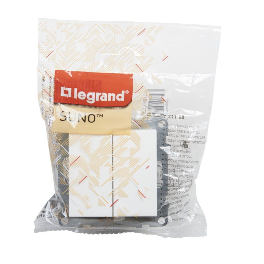 Legrand - Dvojno stopniščno stikalo brez okvirja, št. 6+6, SUNO, belo