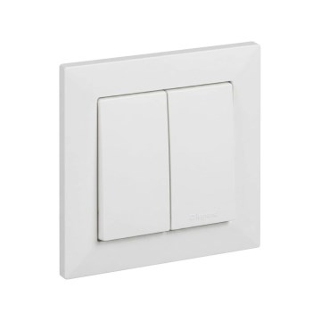 Legrand - Dvojno stopniščno stikalo št. 6+6 z okvirjem SUNO, belo