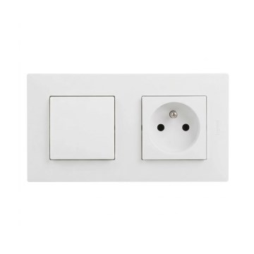 Legrand - hišna vtičnica in enopolno stikalo št. 1 z okvirjem NILOE STEP 250V, bela