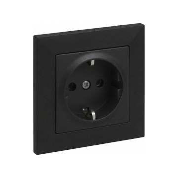 Legrand - Stenska vtičnica SCHUKO z okvirjem SUNO 250V črna