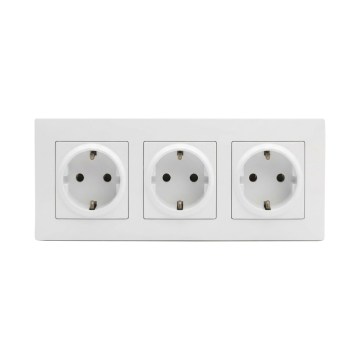 Legrand - Trojna domača vtičnica SCHUKO z okvirjem NILOE STEP 250V bela