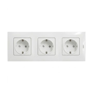 Legrand - Trojna hišna SCHUKO vtičnica z okvirjem NILOE 250V bela