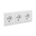 Legrand - Trojna stanovanjska vtičnica SCHUKO z okvirjem SUNO 250 V bela