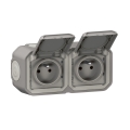 Legrand - Zunanja dvojna vtičnica PLEXO 250 V/16 A, IP55, siva