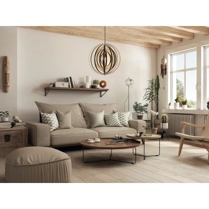 Lesen lestenec na kablu 1xE27/60W/230V, premer 50 cm, masiven/furnir/gumi les (Hevea)