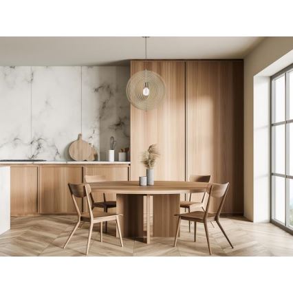 Lesen lestenec na vrvici 1xE27/60W/230V, premer 43,5 cm, masiv/furnir/bukev/kavčukovec