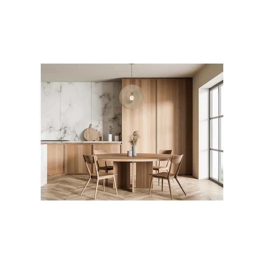 Lesen lestenec na vrvici 1xE27/60W/230V, premer 43,5 cm, masiv/furnir/bukev/kavčukovec